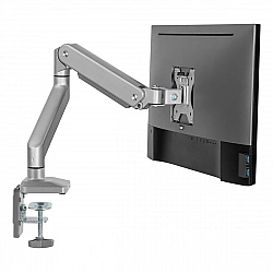 Ergo Office Aluminium Monitor Mount with Gas Spring, Double Arm, VESA 75x75/100x100, 17-32 10 kg Silver, ER-447