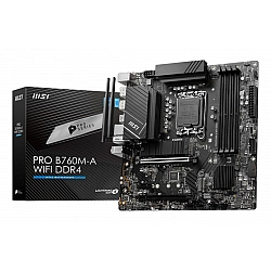 Pagrindinė plokštė MSI PRO B760M-A WIFI DDR4, Intel B760, LGA1700, micro ATX
