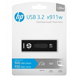x911w, 128 GB, USB Type-A, 3.2 Gen 1 3.1 Gen 1 , 500 MB-s, Slide, Black