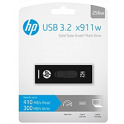 x911w, 256 GB, USB Type-A, 3.2 Gen 1 3.1 Gen 1 , 410 MB-s, Slide, Black