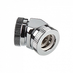 Glacier adapter 45 degree 12mm OD to 12mm OD hardtube, chrome silver