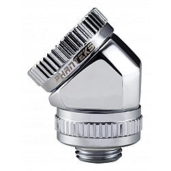 Glacier Rotary connection 45 degree G1/4 inch male to 16mm OD hardtube - rotatable, chrome silver