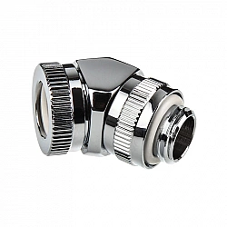 Glacier Rotary connection 45 degree G1/4 inch male to 12mm OD hardtube - rotatable, chrome silver