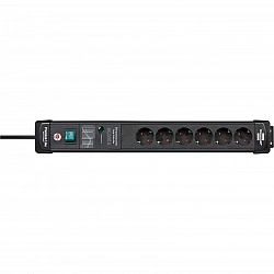 Premium-Line 6-socket power strip black 3 metres 60000A overvoltage protection