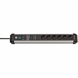 Premium-Protect-Line 6-socket power strip black aluminium 3 metres 60000A surge protection