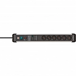 Premium-Protect-Line 6-socket power strip black aluminium 3 metres 60000A surge protection