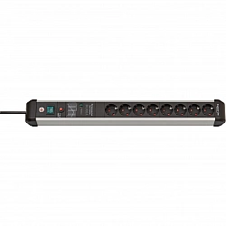 Premium-Protect-Line 8-socket power strip black aluminium 3 metres 60000A surge protection