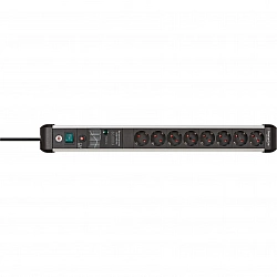 Premium-Protect-Line 8-socket power strip black aluminium 3 metres 60000A surge protection