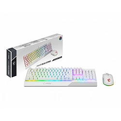 MSI VIGOR GK30 COMBO WHITE MEMchanical Gaming Keyboard + Gaming Mouse Bundle 'UK Layout, 6-Zone RGB Lighting Keyboard, Dual-Zone RGB Lighting Mouse, 5000 DPI Optical Sensor, Center'