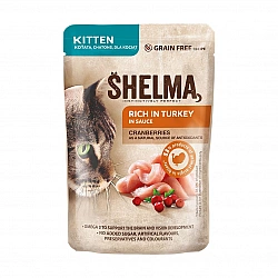 SHELMA Kitten with salmon and turkey in sauce - wet cat food - 4x85g