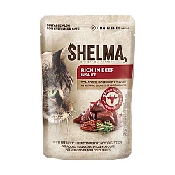 SHELMA Rich in beef in sauce - wet cat food - 85g
