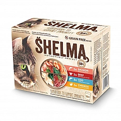SHELMA with salmon, cod, chicken and beef in sauce - wet cat food - 12x85g