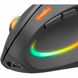 Speedlink PIAVO PRO Beleuchtete Wiederaufladbare Vertikale Ergonomische Maus - kabellos, Gummi-Schwarz