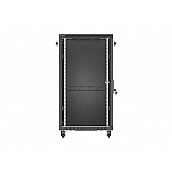 Szafa instalacyjna rack stojąca 19 22U 600x1000 czarna drzwi przeszkolne ( flat pack)