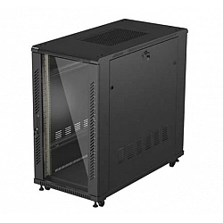 Szafa instalacyjna rack stojąca 19 22U 600x1200 czarna drzwi przeszklone (flat pack)