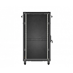 Szafa instalacyjna rack stojąca 19 22U 600x1200 czarna drzwi przeszklone (flat pack)
