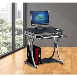 TECHLY 307308 Compact computer desk 700x550 with sliding keyboard tray black graphite