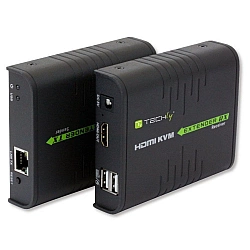 TECHLY 028214 HDMI KVM Extender w/ USB mouse and keyboard by Cat5/5e/6 cable up to 120m