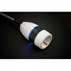 Textil-Verlängerungskabel, mit beleuchtetem Ein/Aus-Drehschalter schwarz/weiß, 3 Meter