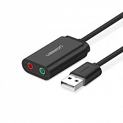 Ugreen external sound card music adapter USB - 3.5 mm mini jack 15cm black (30724)