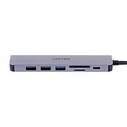 UNITEK HUB USB-C H1118A; USB-A x3, USB-C, HDMI, SD, microSD