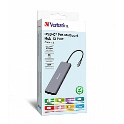 USB-C Pro Multiport-Hub CMH-13, 13 Port, Dockingstation grau, 2x HDMI, DP, RJ-45, 6x USB-A, Audio, 2x USB-C PD
