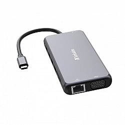 USB-C Pro Multiport-Hub CMH-14, 14 Port, Dockingstation grau, 2x HDMI, VGA, RJ-45, 5x USB-A, Audio, 2x USB-C, PD, SD, microSD