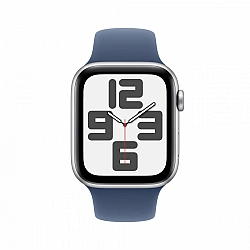 Watch SE GPS, koperta 44 mm z aluminium w kolorze srebrnym z paskiem sportowym w kolorze denim - rozmiar S/M