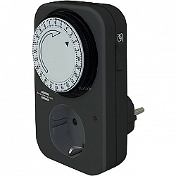 Zeitschaltuhr MZ-20, mechanisch grau, Steckdose mit Kinderschutz