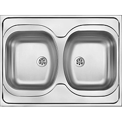 ZM6 stainless 2-bowl sink - drop-in