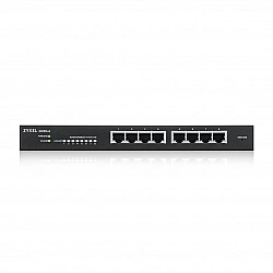 ZYXEL GS1915-8, 8-PORT GBE SMART SWITCH, HYBRID MODE, STANDALONE OR NEBULAFLEX CLOUD, DESKTOP, FANLESS