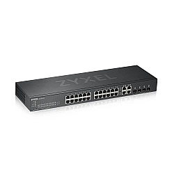 ZYXEL GS1920-24V2, 28 PORT SMART MANAGED SWITCH 24X GIGABIT COPPER AND 4X GIGABIT DUAL PERS., HYBRID MODE, STANDALONE OR NEBULAFLEX CLOUD