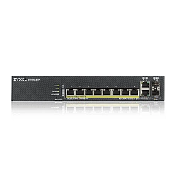 ZYXEL GS1920-8HPV2, 10 PORT SMART MANAGED SWITCH 8X GIGABIT COPPER AND 2X GIGABIT DUAL PERS., HYBRID MODE, STANDALONE OR NEBULAFLEX CLOUD, 130 WATT POE, FANLESS