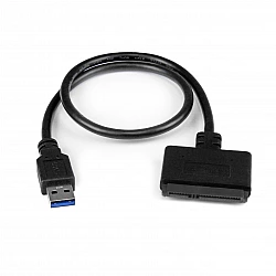 StarTech .com USB 3.0 auf 2.5 (6,4cm) SATA III Adapter Kabel mit UASP - USB 3.0 zu SATA SSD/HDD Konverter / Adapterkabel - Speicher-Controller - SATA 6Gb/s - USB 3.0 Dieses SATA-zu-USB-Kabel ist ein Adapter für externe Laufwerke, der Ihnen über den USB-A-Anschluss an einem Laptop einen schnellen und einfachen Zugriff auf ein SATA-Laufwerk ermöglicht.Aufrüsten Ihres Laptop-LaufwerksMit diesem SATA-SSD/HDD-A (USB3S2SAT3CB)