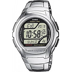 Casio Wave Ceptor Herrenarmbanduhr WV-58DE-1AVEF, Funkuhr, schwarz, massives Edelstahlarmband (WV-58DE-1AVEF)