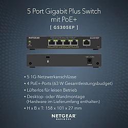 NETGEAR Plus GS305EP - switch - 5 port