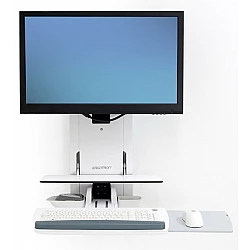 Ergotron StyleView Sit-Stand Vertical Lift, Patient Room - Befestigungskit (Wandmontage, Tastaturarm, Handgelenkkissen, Maushalterung, vertikale Verstellschiene, Barcode-Scanner-Halter) für LCD-Display/Tastatur/Maus/Strichcodescanner - weiß - Bildschirmgröße: 61cm (24) - Montageschnittstelle: 100 x 100 mm, 75 x 75 mm (61-080-062)