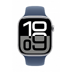 Watch Series 10 GPS + Cellular, koperta 46 mm z aluminium w kolorze srebrnym z paskiem sportowy w kolorze denim - rozmiar M/L