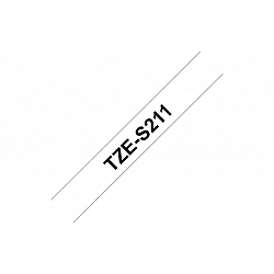 Brother TZe-S211 Strong Adhesive Laminated Tape Black on White TZe 8 m 6 cm