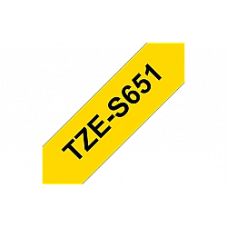 Brother TZe-S651 - Extra starker Klebstoff - Schwarz auf Gelb - Rolle (2,4 cm x 8 m)
