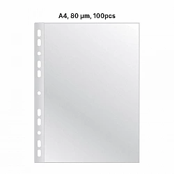 AD Class PUNCHED POCKET Cristal Clear A4 80 micr., pouch 100 pcs