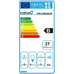 CATA | TFB-5160 BK | Telescopic | Energy efficiency class C | Width 59.5 cm | 300 m³/h | Mechanical control | LED | Black
