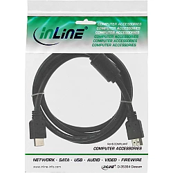 InLine - HDMI Kabel, HDMI-High Speed, Stecker / Stecker, schwarz, mit Ferrit, 3m