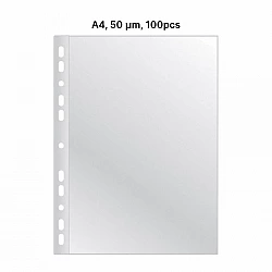 AD Class PUNCHED POCKET Cristal Clear A4 50 micr., pouch 100 pcs