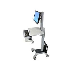 Ergotron WorkFit C-Mod Single Display Sit-Stand Workstation - Wagen für LCD-Anzeige/Tastatur/Maus/CPU - Kunststoff, Aluminium, Stahl - Zweistufiges Grau - Bildschirmgröße: bis zu 55,9 cm (bis zu 55,90cm (22) ) - Montageschnittstelle: 100 x 100 mm, 75 x 75 mm (24-198-055)
