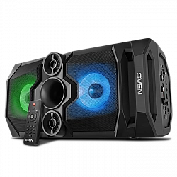 SVEN PS-655 2x25W; LED display; TWS; FM radio; AUX; USB/SD-card support;Lighting; Microphone input (karaoke); Remote Control; Built-in equalizer