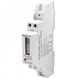 Qoltec 1-fazowy elektryczny licznik energii na szynę DIN | 230V | LCD | 1P | Slim | ITwork sandėlyje
