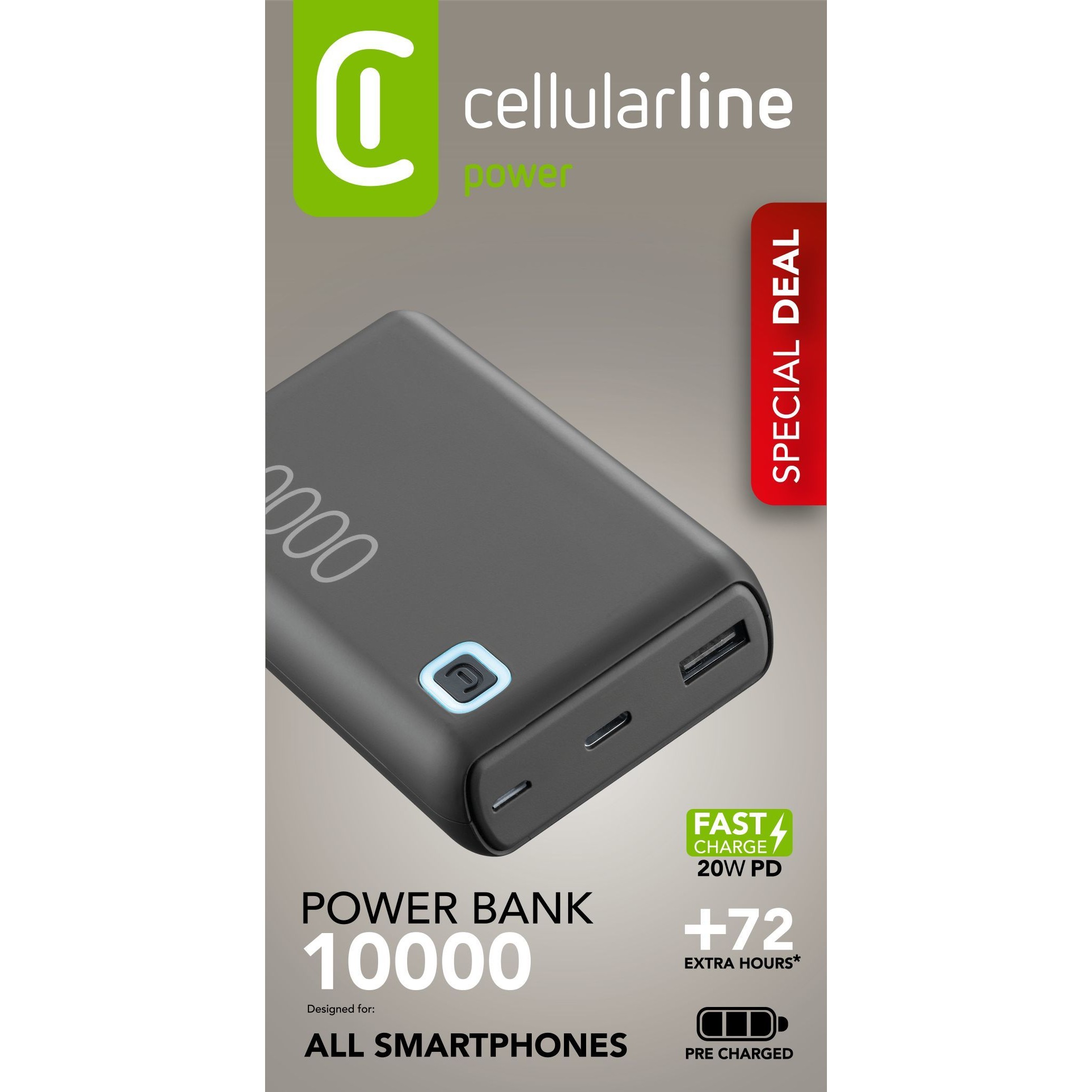 ITwork.lt: Cellularline Power Bank ESSENCE Turbo 10000 Black - Batterie (PBESSPROMOPD10000K)