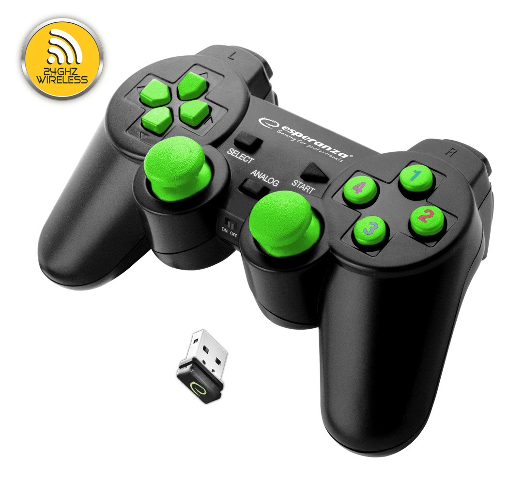 ITwork.lt: Turime | Esperanza EGG108G Gaming Controller Black, Green USB 2.0 Gamepad Analogue / ...